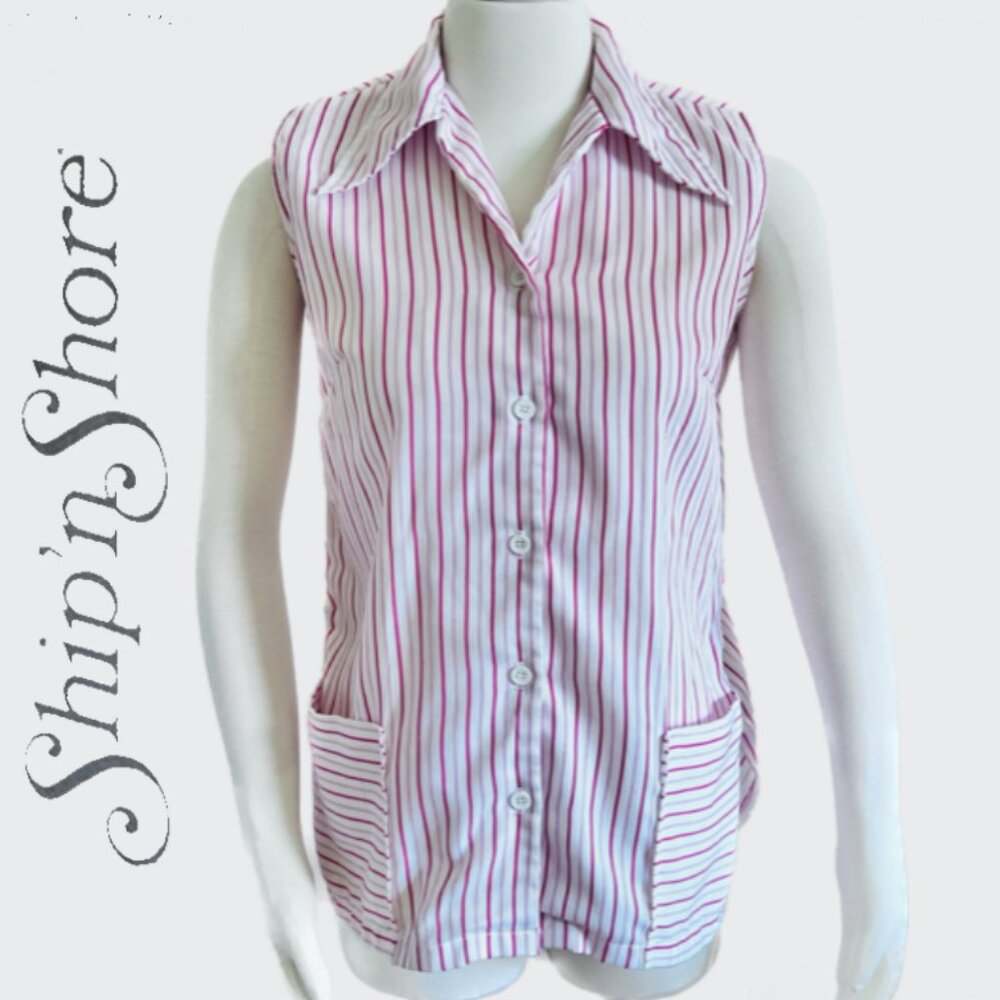 1960's Vintage Ship'n Shore Sleeveless Button Down Top (14) Excellent Condition